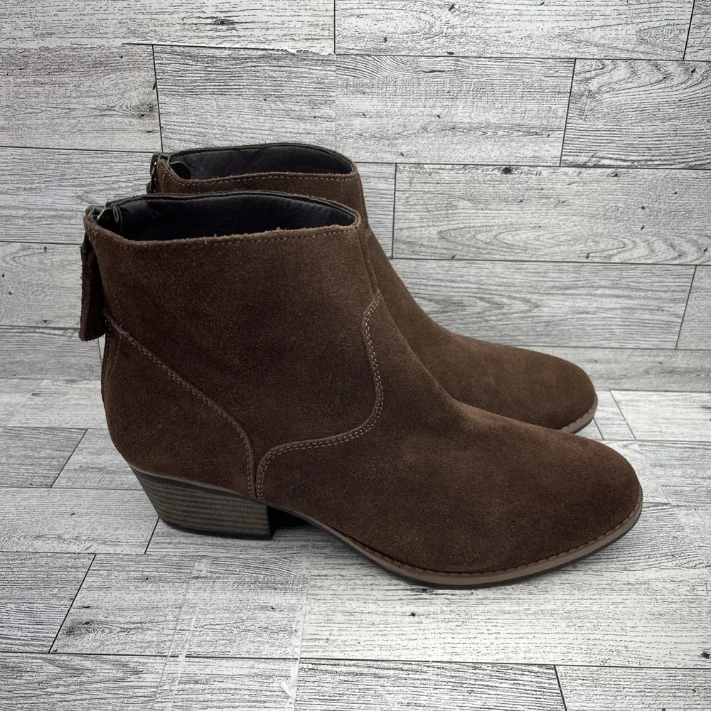 Skechers Lasso Brown Suede Zip Heeled Memory Foam Ankle Boots‎ 49926S Women Sz 7